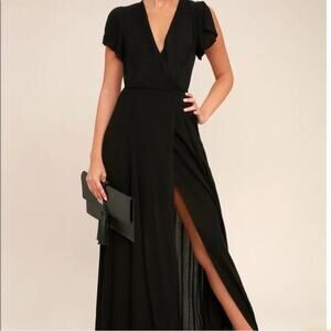Lulu’s Heart Of Marigold Black Wrap Maxi Dress Size Small
